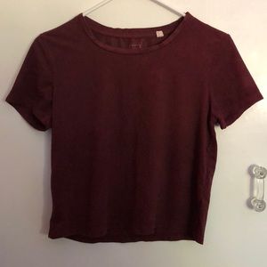 pacsun maroon suede tshirt